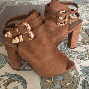 Brown suede heels